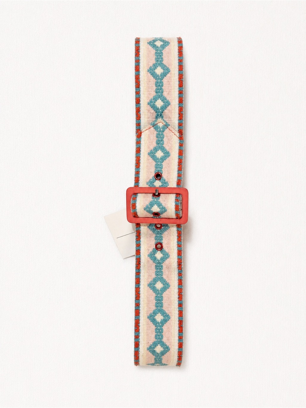 Cream & Teal Woven Belt